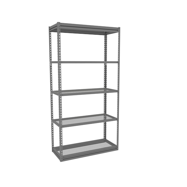 Z-Line Shelving W/Five Perf. Shlvs, Boltless, 42"Wx18"Dx84"H, Starter, Gry